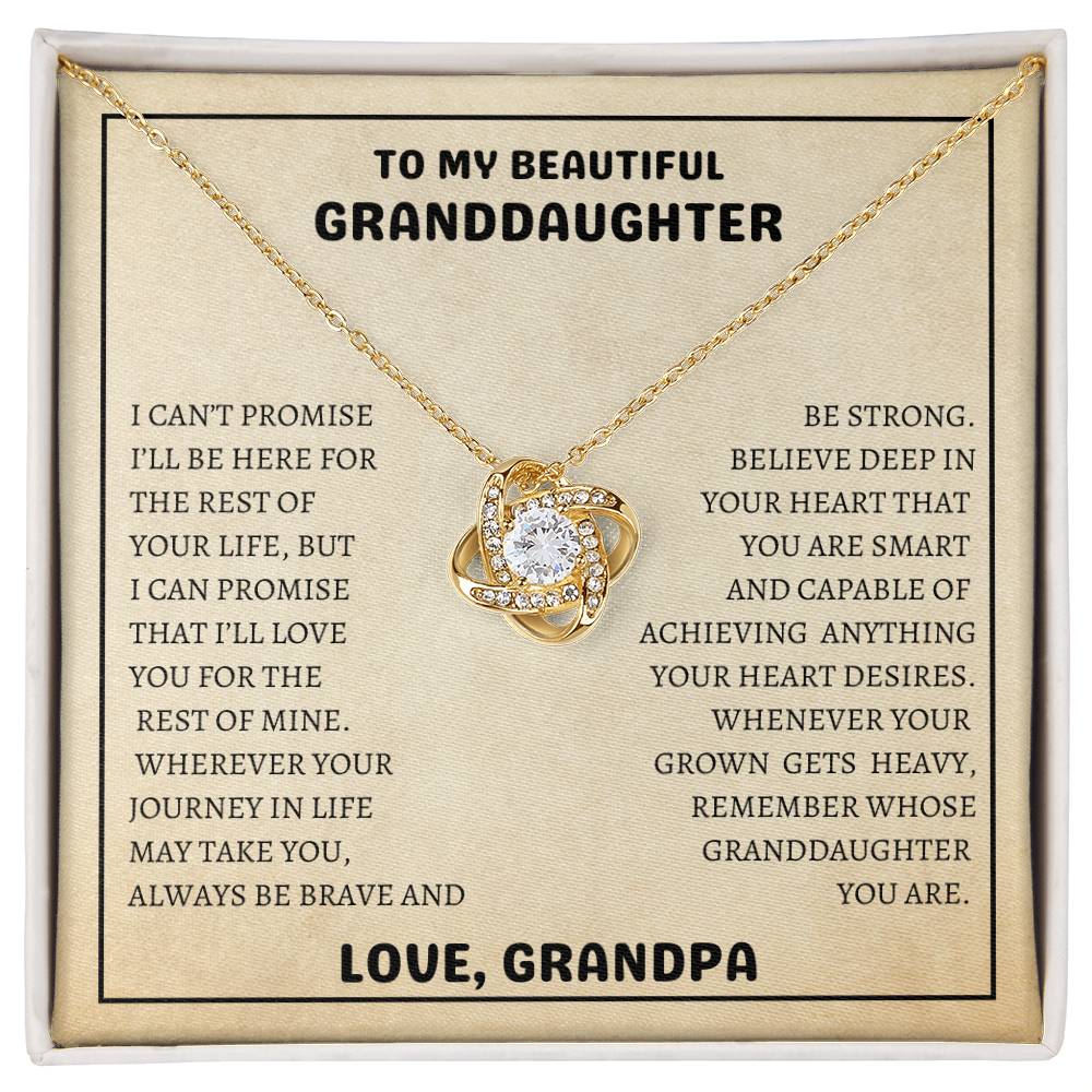 To My Beautiful Granddaughter I Always Be Brave And Be Strong I Love Knot Necklace