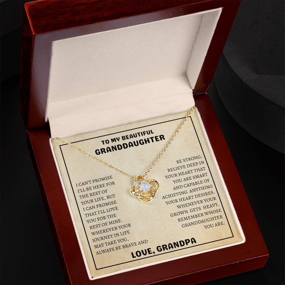 To My Beautiful Granddaughter I Always Be Brave And Be Strong I Love Knot Necklace