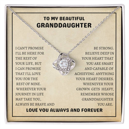 To My Beautiful Granddaughter I Always Be Brave And Be Strong I Love Knot Necklace